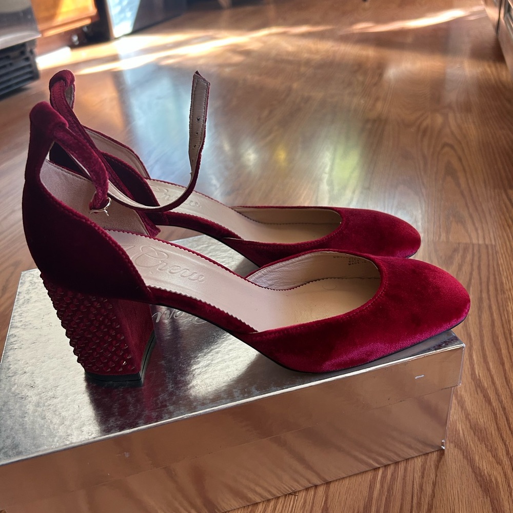Jcrew Ruby red velvet heels size 10
